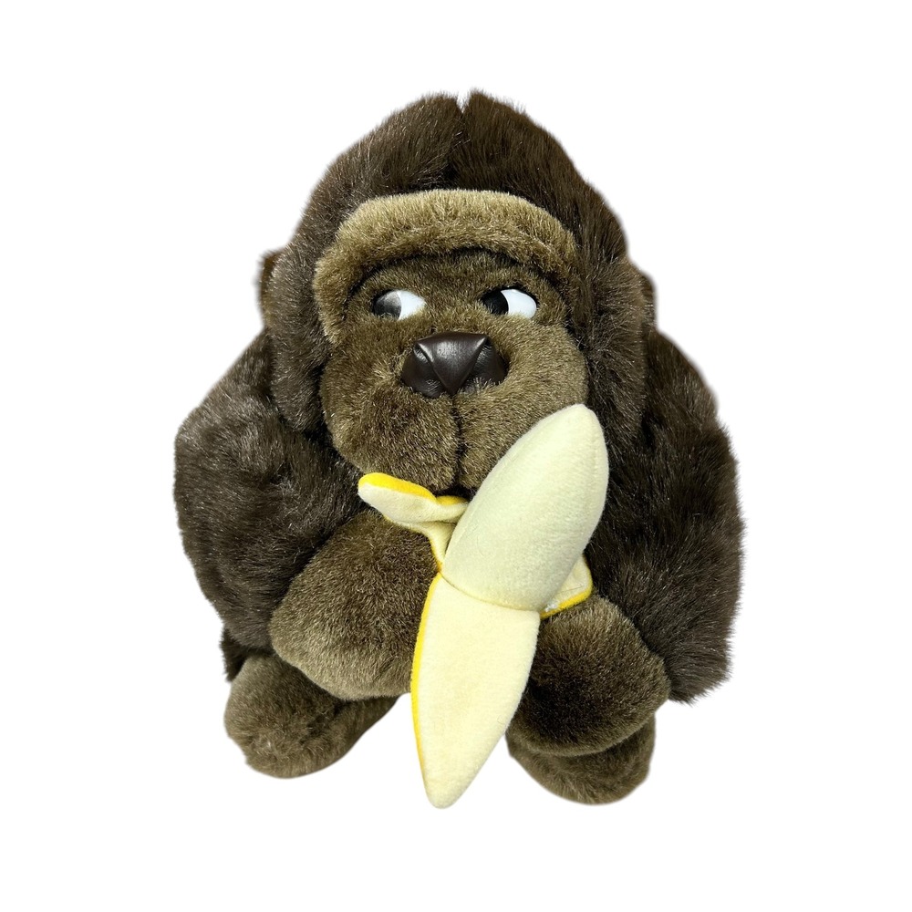 Vtg Embrace Brown Gorilla Plush Stuffed Animal With Banana Platinum Management